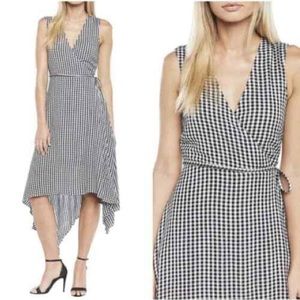 BARDOT Gingham Asymmetrical Wrap Dress